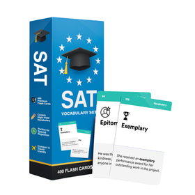 Infodeck 800-vocabulary flash cards front reveal high-yield terms for SAT prep.