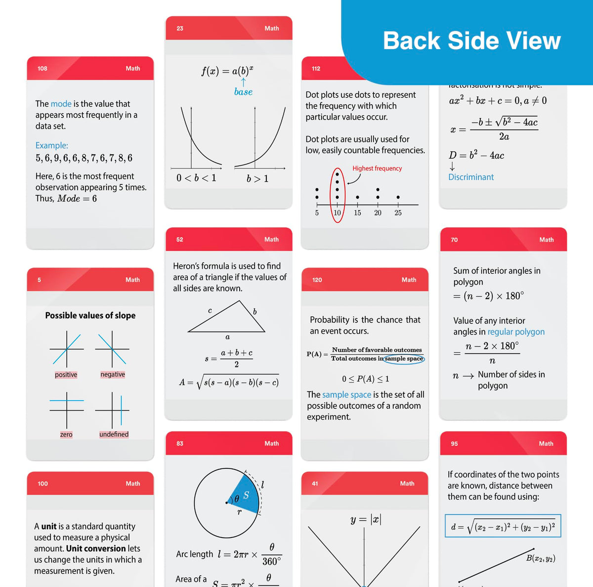 Infodeck SAT Math flash cards geometry emphasis for quick concept recall