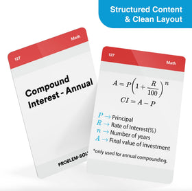Infodeck SAT Math flash cards layout with clean structure for topic review