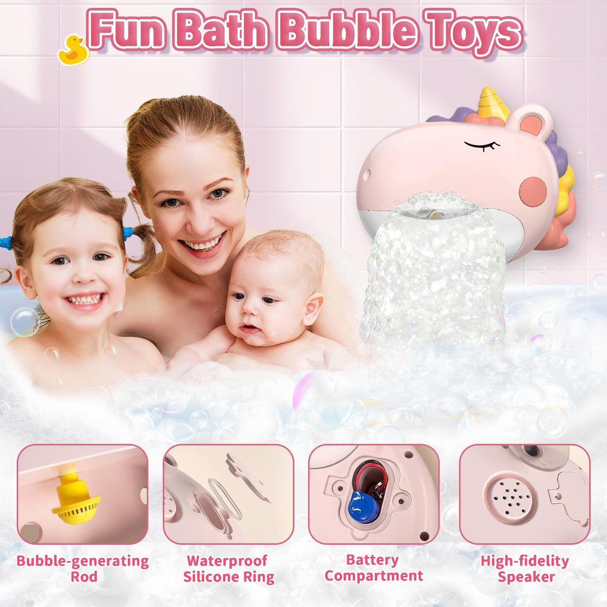 Infowush bath toy with suction cups sticks securely to tub walls.