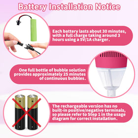 Infowush bubble machine battery-powered for cordless outdoor play.
