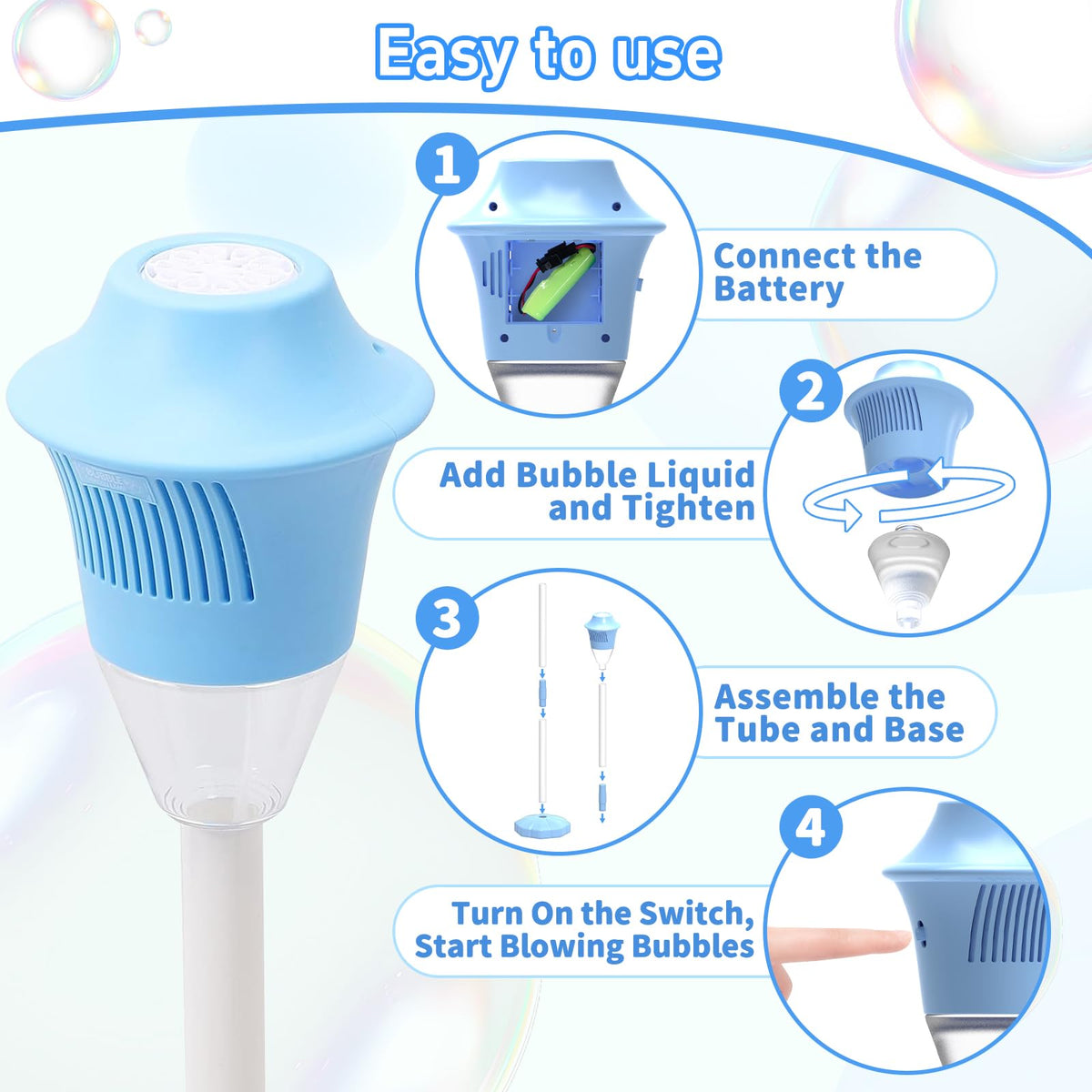 Infowush Bubble Machine height-adjustable tube allows flexible event heights.