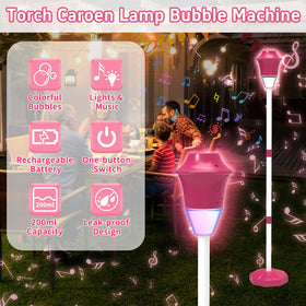Infowush bubble machine LED lights add color to evening celebrations.