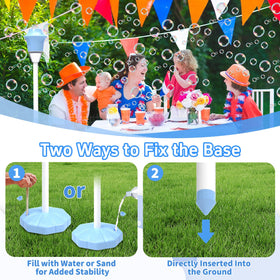 Infowush Bubble Machine built-in lights enhance night bubble displays.