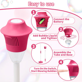 Infowush bubble machine one-button operation for easy kid use.
