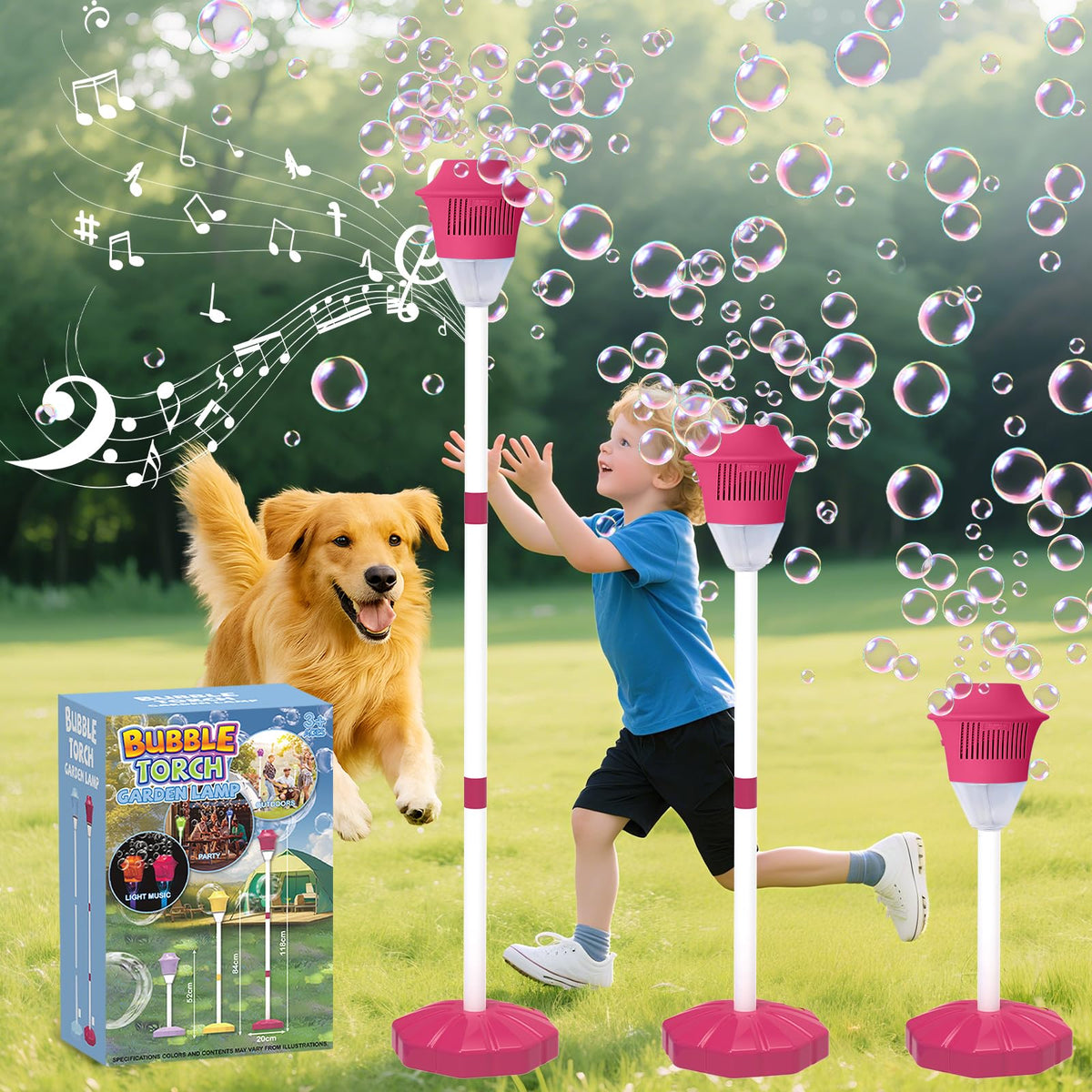 Infowush bubble machine outdoor party setup for magical backyard fun.
