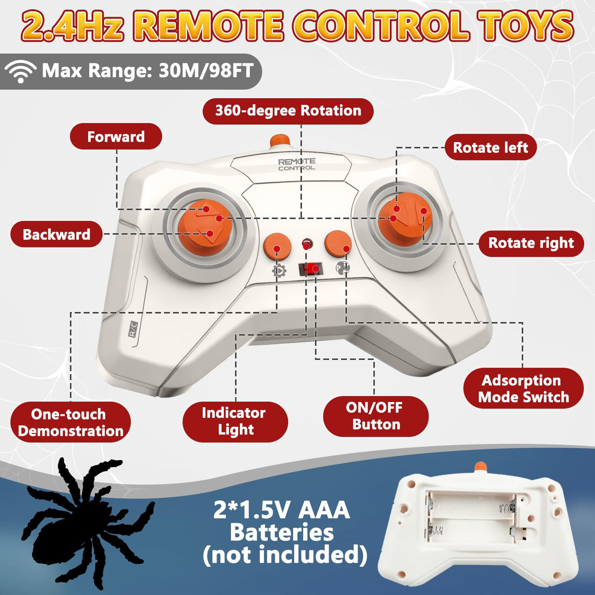 Infowush spider-floor race mode supports energetic play on carpets or floors.