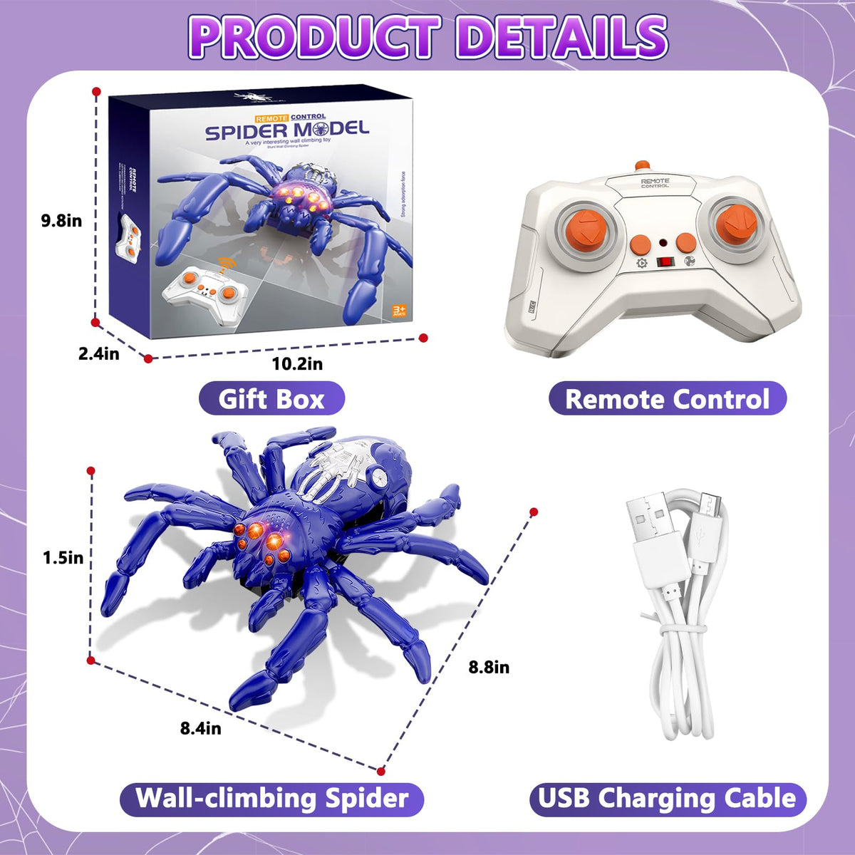 Infowush Wall Crawler Spider suitable for kids ages 3 and up