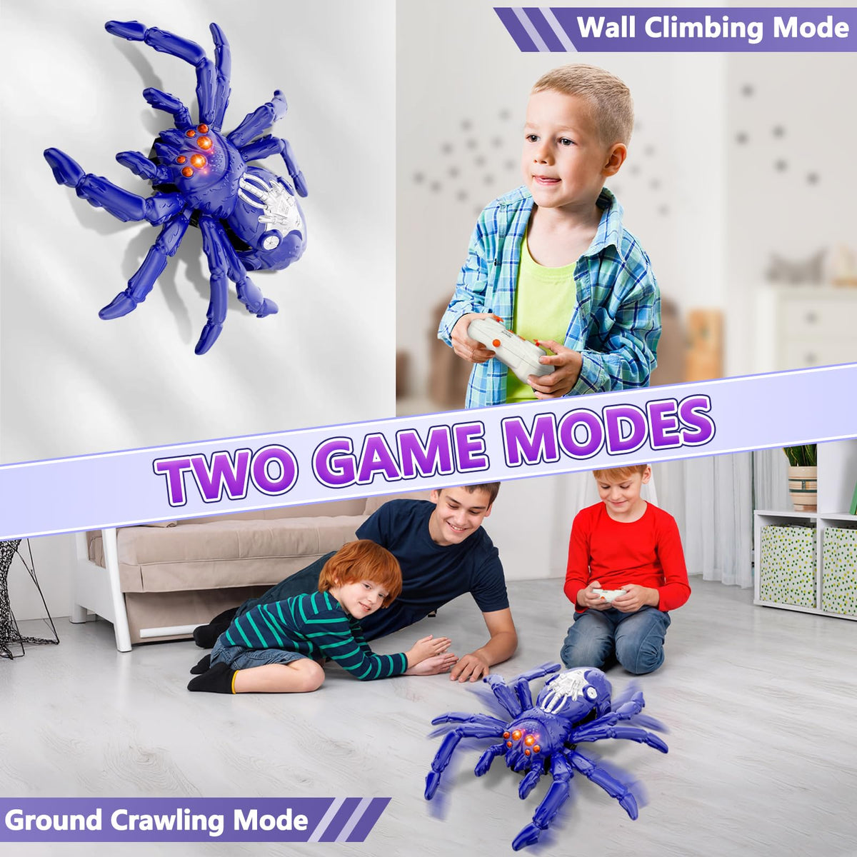 Infowush Wall Crawler Spider climbing ceiling thanks to suction grip