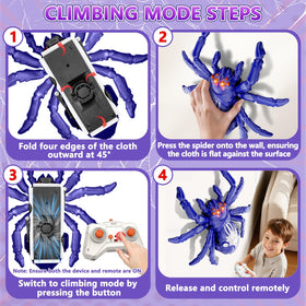 Infowush Wall Crawler Spider LED eyes glow for dark room play