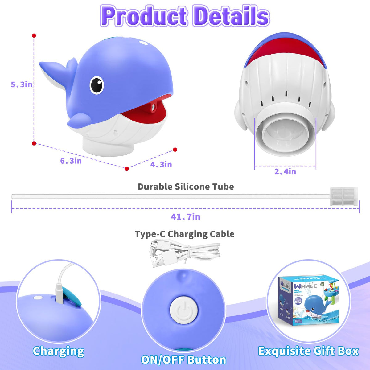 Infowush anti-clog filter helps smooth water flow during busy toy sessions.