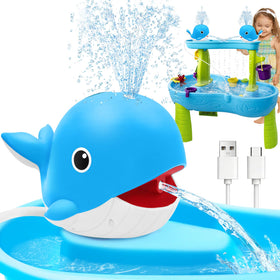 Infowush Whale Water Table Pump top spray for outdoor play