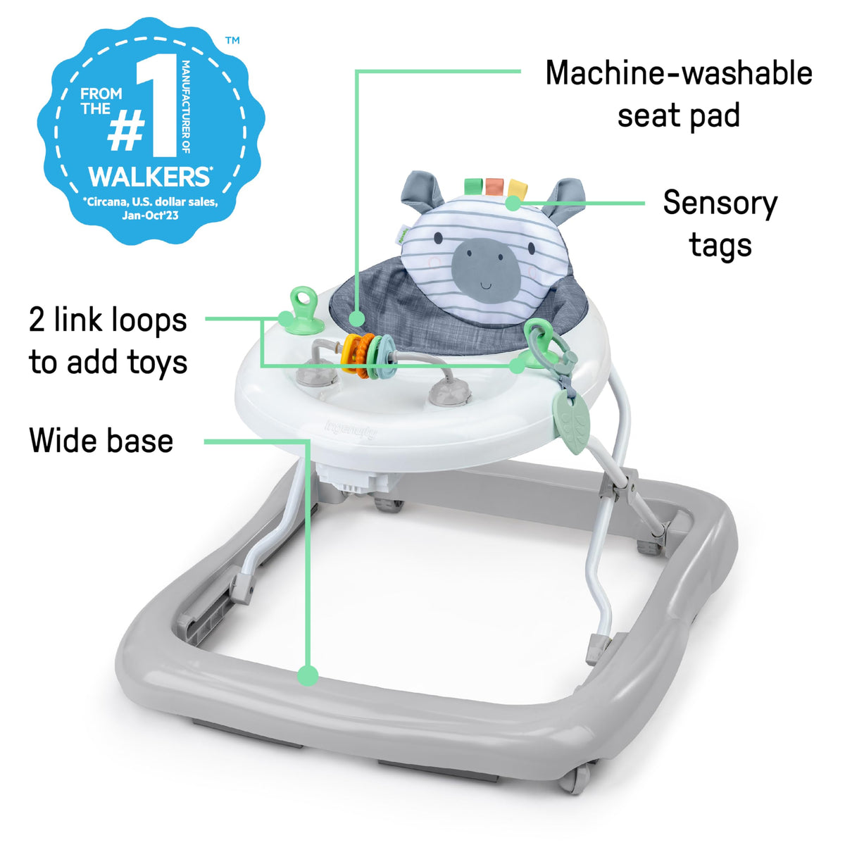 Folded Ingenuity Smooth Strides walker for easy storage and quick transport.
