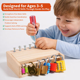INIFEIDALA busy board supports hand-eye coordination through screw removal and insertion.