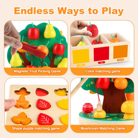 INIFEIDALA leaves and mushrooms detail on the wooden toy