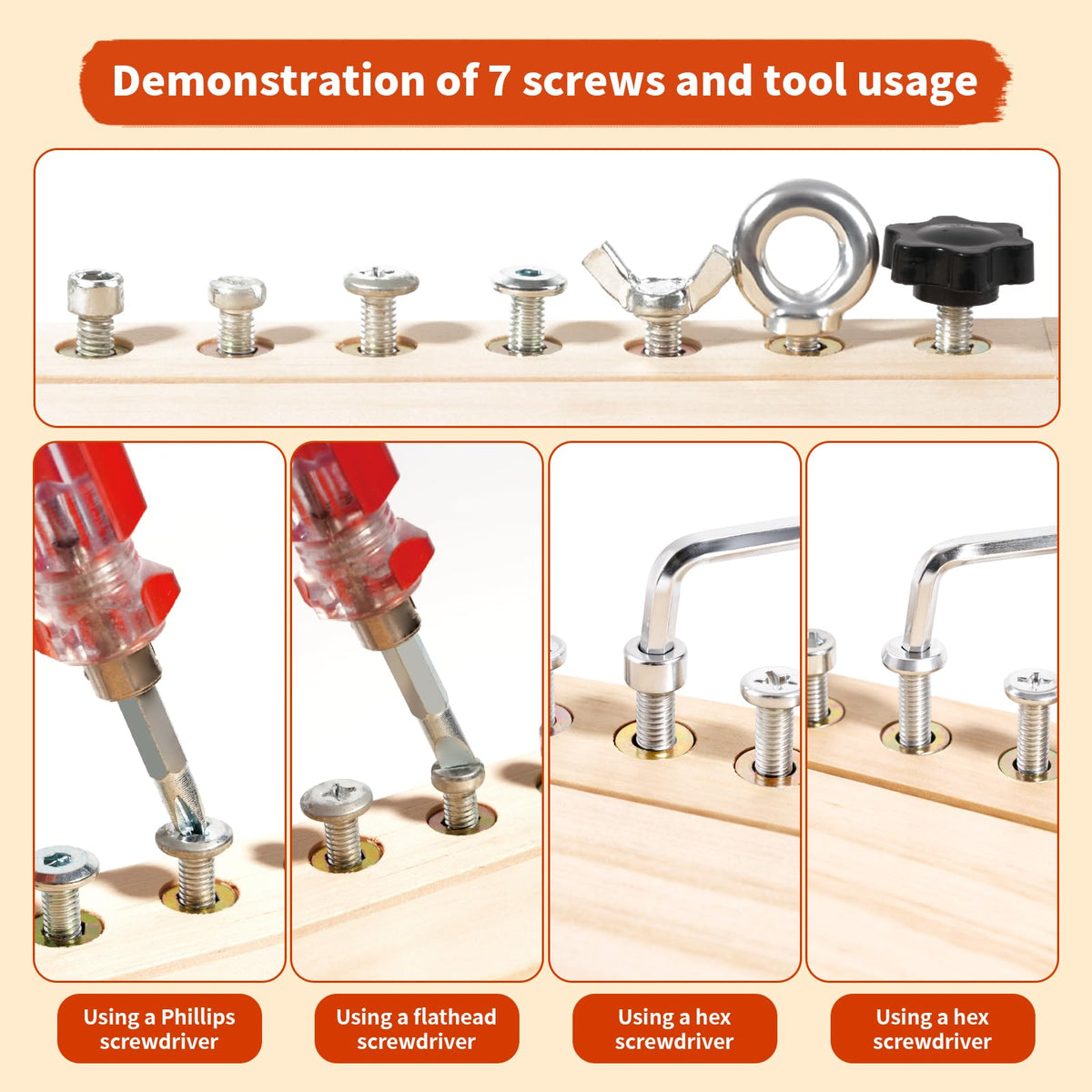 INIFEIDALA screws removal practice with screwdriver supports fine motor skills