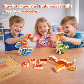 INIFEIDALA wooden-dinosaur-pieces-safety highlight non-toxic materials