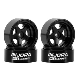 INJORA 0.7" D18 beadlock wheel, black, front view, enhances authentic scale appearance for 1/30 crawlers.