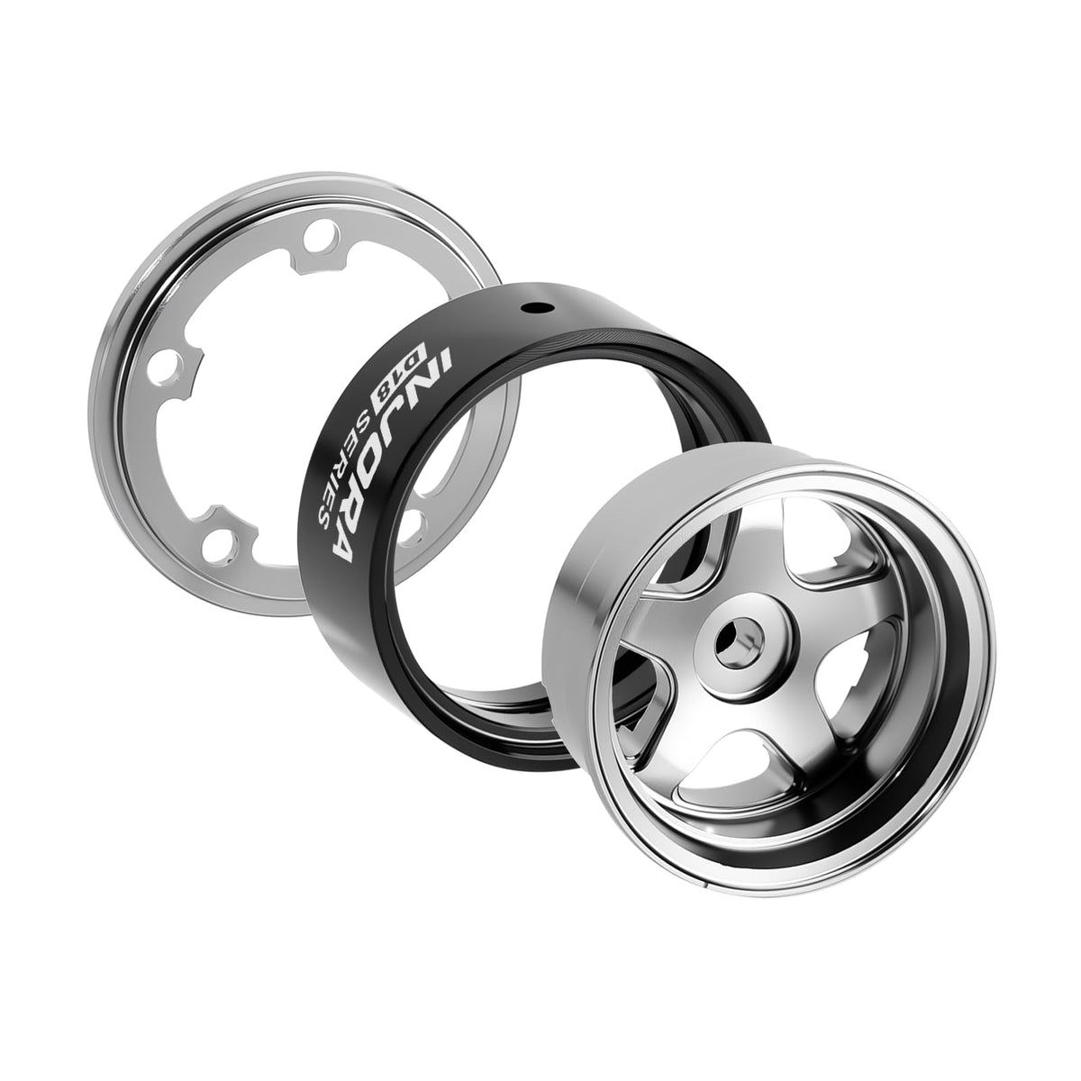 INJORA black finish beadlock wheel for rugged builds.