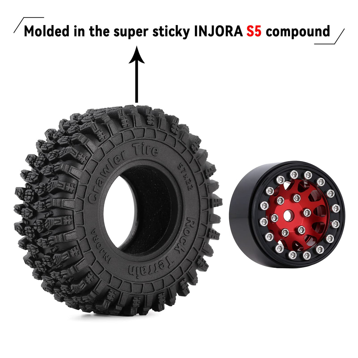 INJORA 57x22mm tread blocks and sipes emphasize enhanced stability