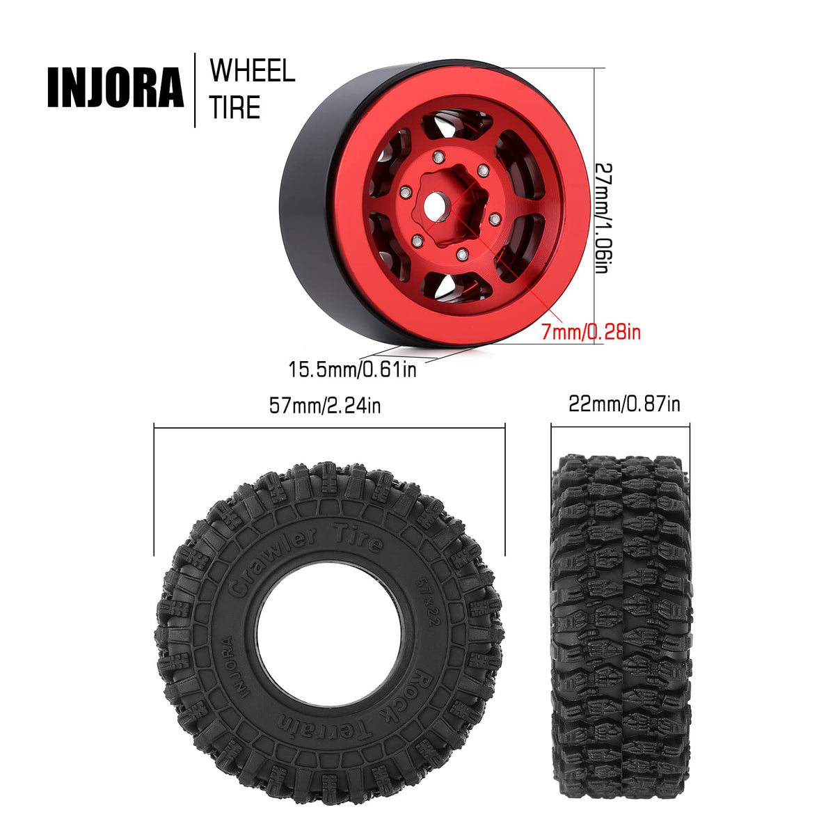 INJORA micro crawler tires on multiple models show broad compatibility