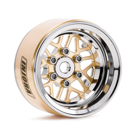 INJORA 1.0 brass beadlock wheel closeup shows CNC precision