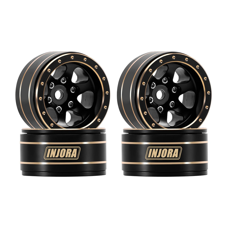 INJORA 1.0 brass beadlock wheel with 28mm diameter for added stability.