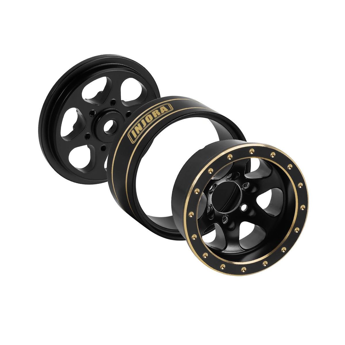 INJORA 1.0 brass beadlock wheel width 15.4mm improves balance on uneven terrain.