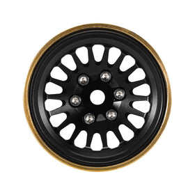 INJORA 1.0 Plus brass beadlock wheel rim packaging shows complete four‑wheel set.