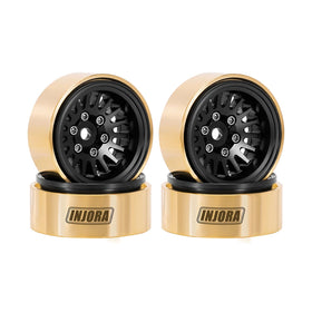INJORA 1.0 Plus brass beadlock wheel rim side view boosts stability on rugged terrain.