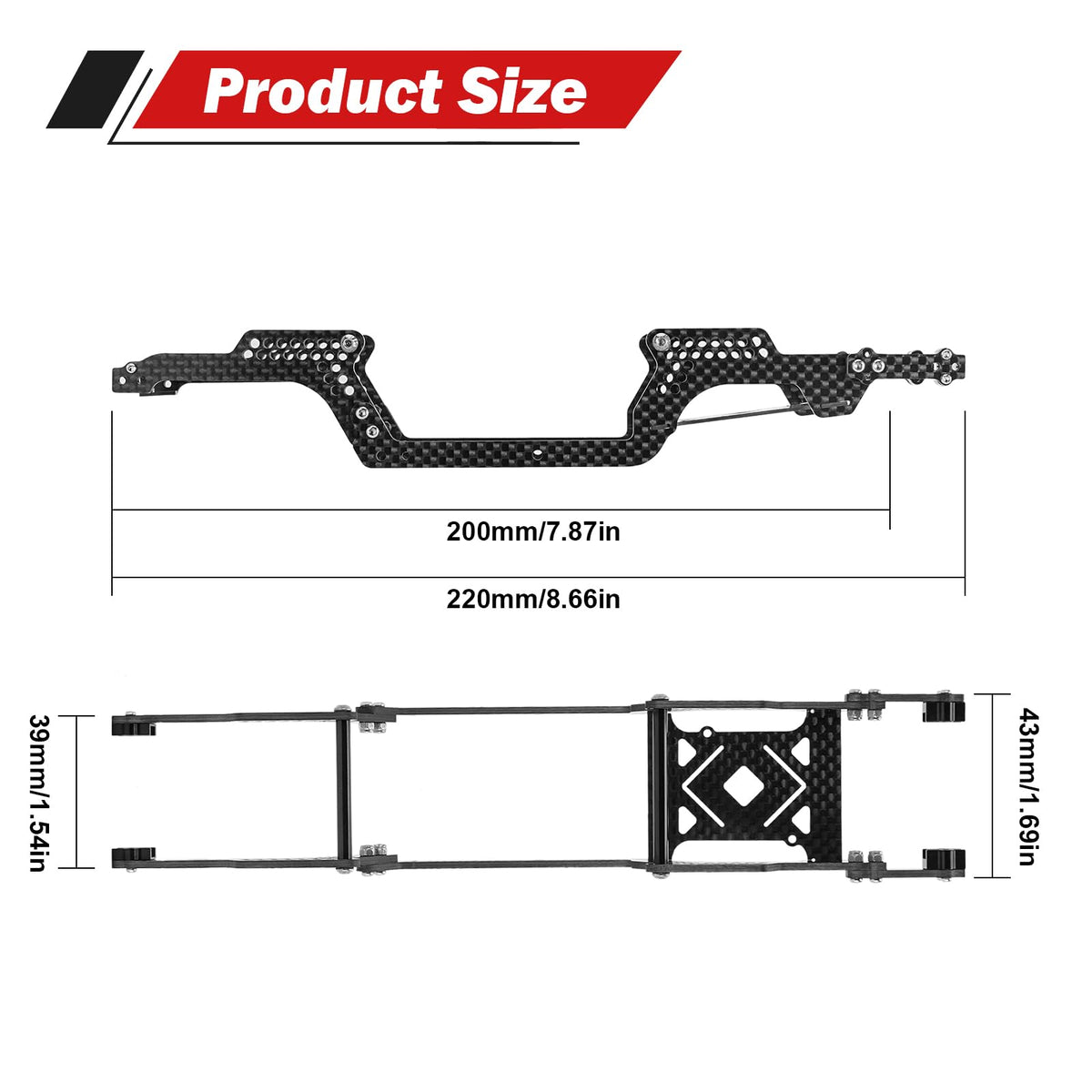 INJORA 1/18 TRX4M frame fits Defender, Bronco, K10, and F-150 bodies.