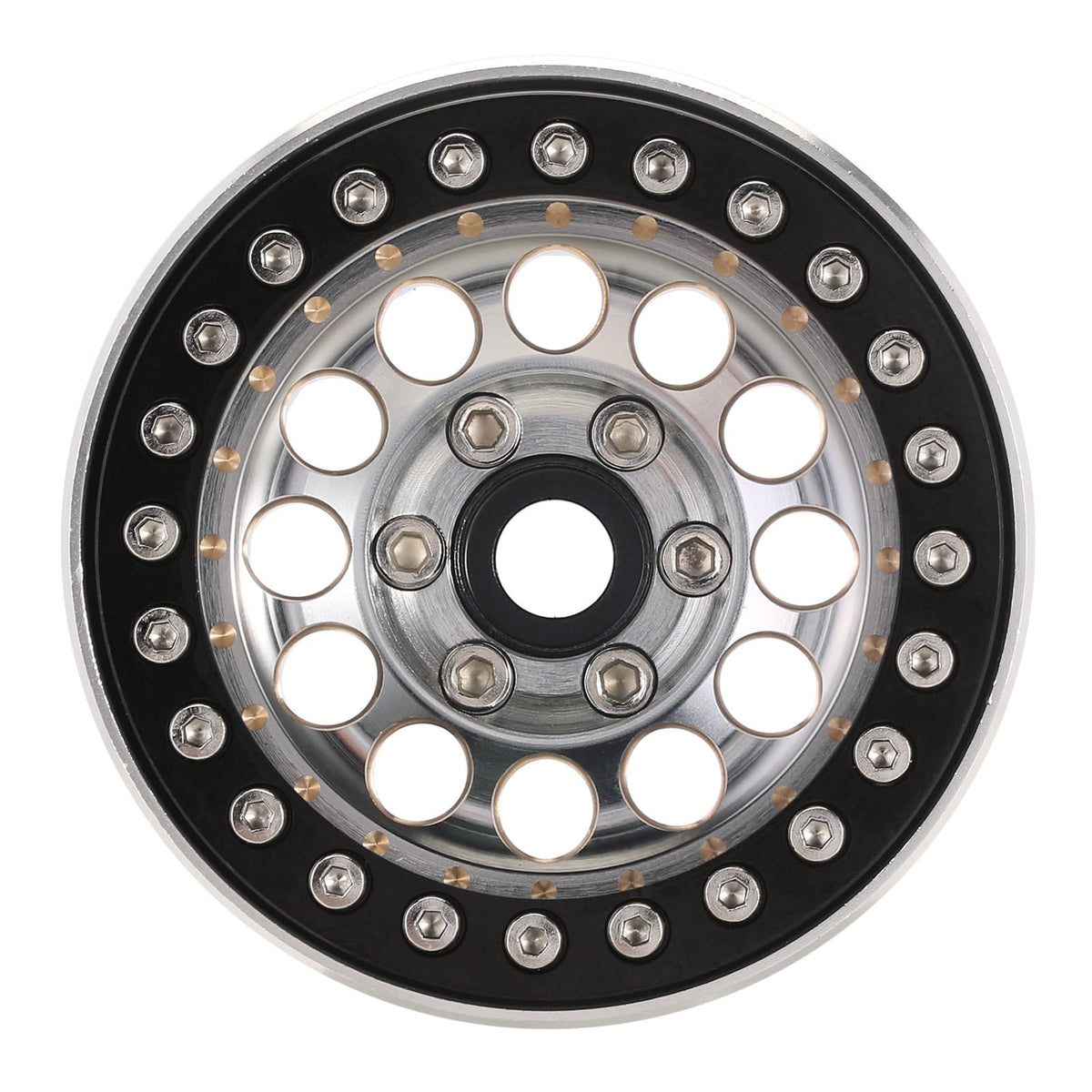 INJORA 1.9-inch beadlock wheel grey angle shot, wider stance