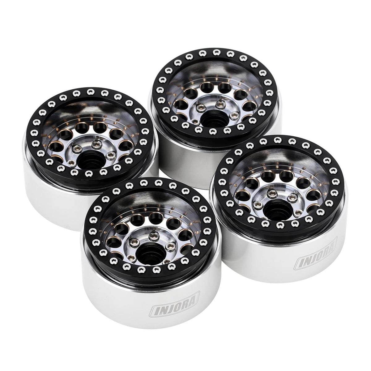 INJORA 1.9-inch beadlock wheel rainbow close-up shows color-shift finish