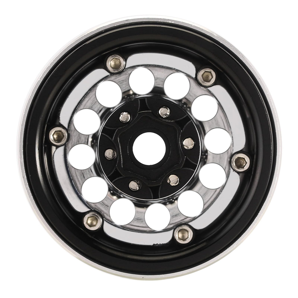 INJORA 1.9-inch beadlock wheel rainbow finish assembly displaying styling options
