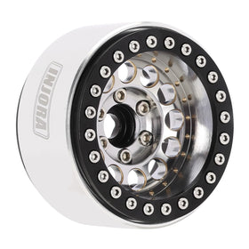 INJORA 1.9-inch beadlock wheel silver close-up hub detail, corrosion resistance