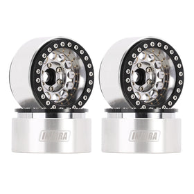 INJORA 1.9-inch beadlock wheel silver side view shows stability on rugged terrain