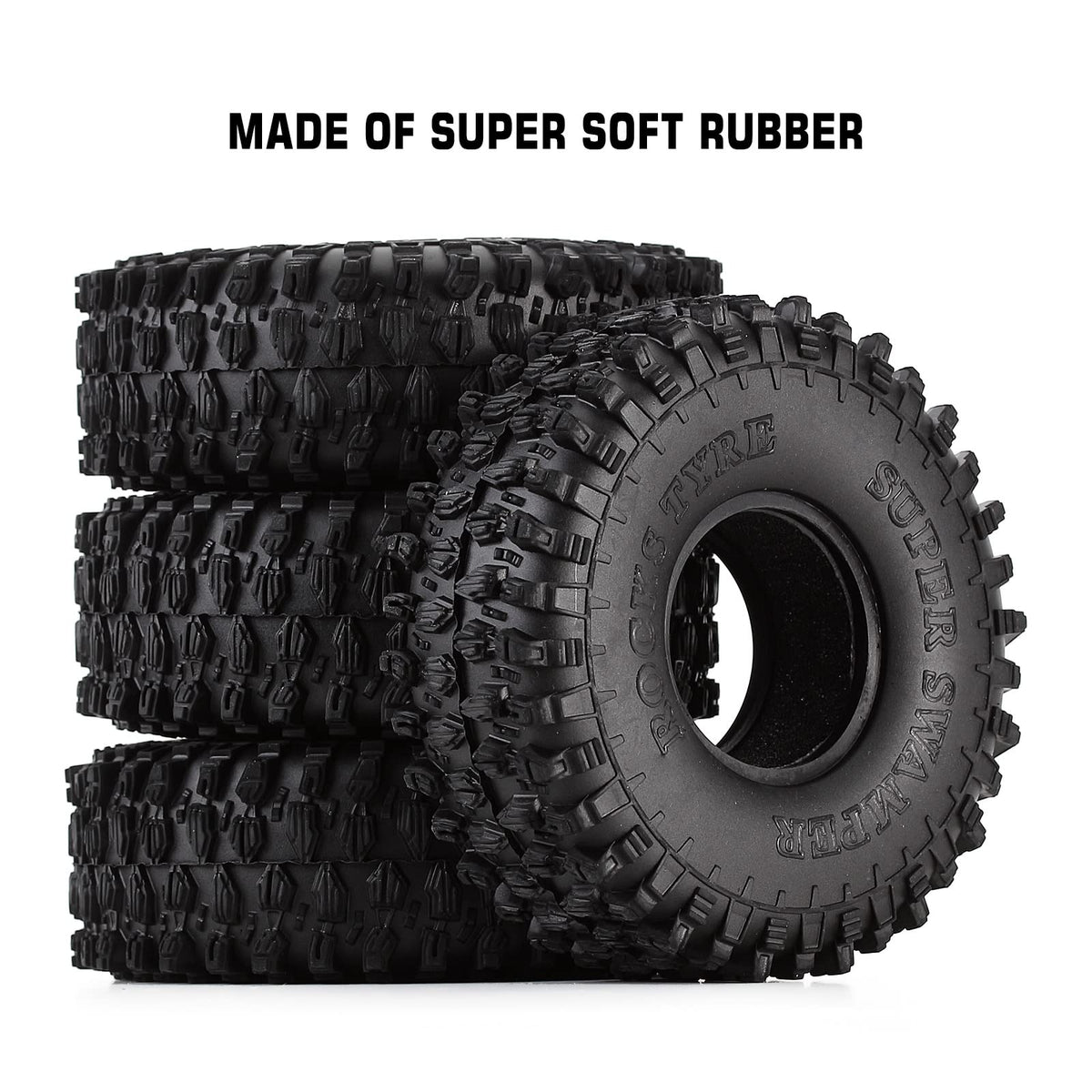 INJORA 1.9-inch tires mounted on wheel for quick installation on 1:10 crawlers.