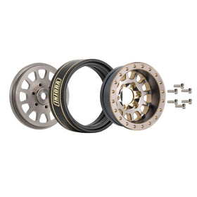 INJORA 12-spoke brass beadlock wheels in grey show rugged performance
