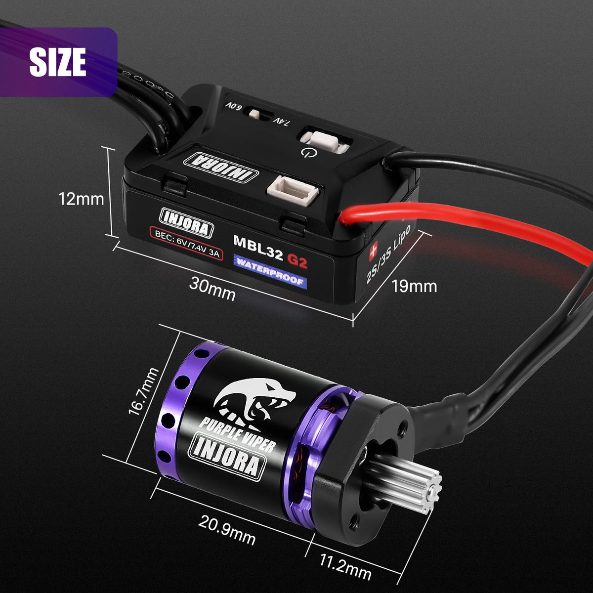 INJORA 1721 Purple Viper mounting plate for TRX4M transmission