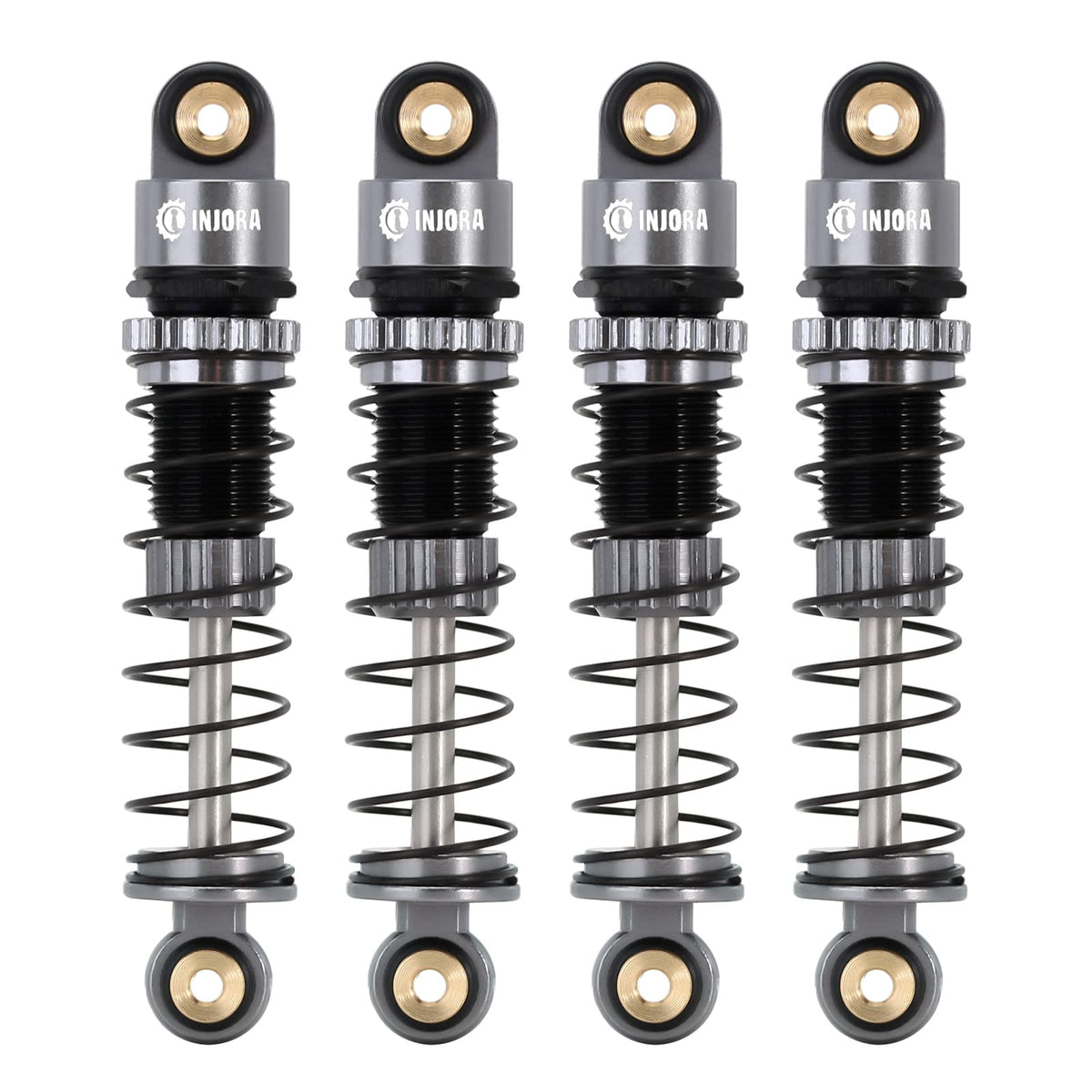 INJORA 39mm shocks aluminum threaded body close-up for precise preload adjustments.