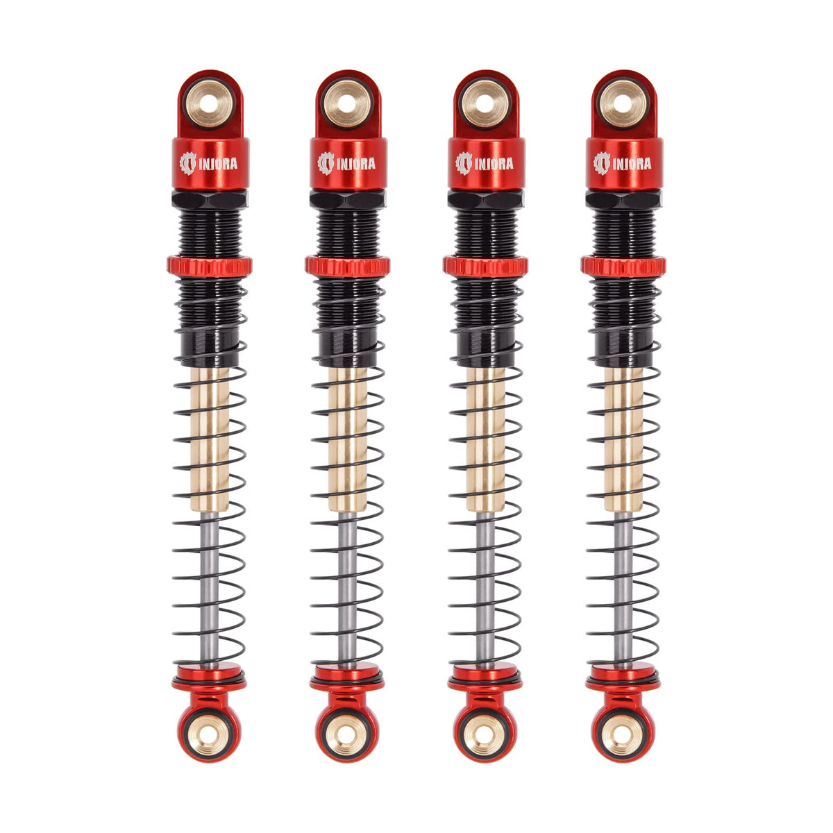 INJORA 51mm long-travel shocks for AX24 with damping and durability.
