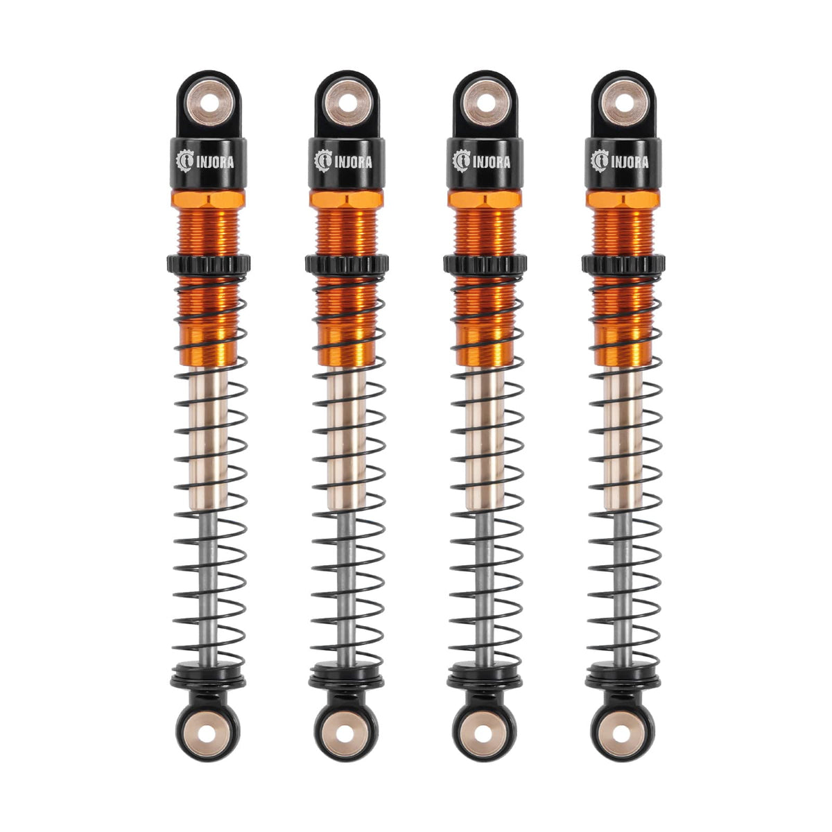 INJORA 51mm long travel shocks for AX24 with threaded gold finish enable smooth off-road action
