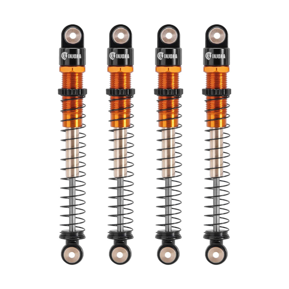 INJORA 51mm long travel shocks for AX24 with threaded gold finish enable smooth off-road action