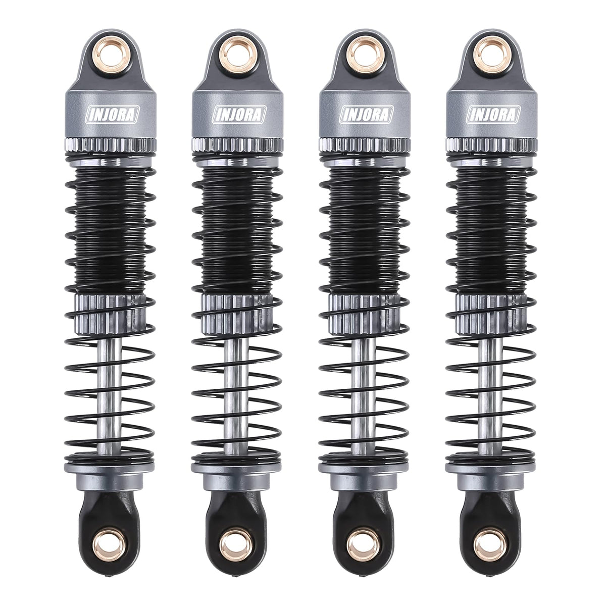 INJORA 53mm shocks front view, enhanced damping for TRX4M RC crawler