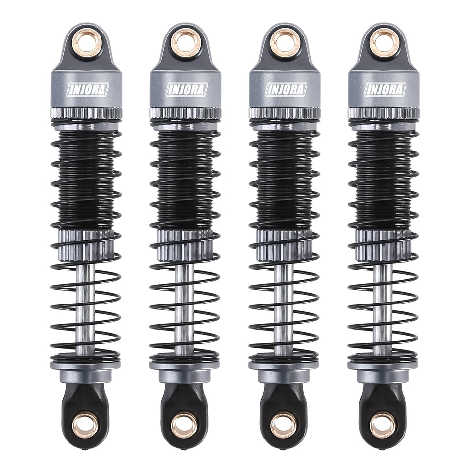 INJORA 53mm shocks front view, enhanced damping for TRX4M RC crawler