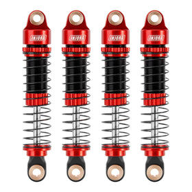 INJORA 53mm shocks for TRX4M in red, delivering smooth damping on rugged terrain