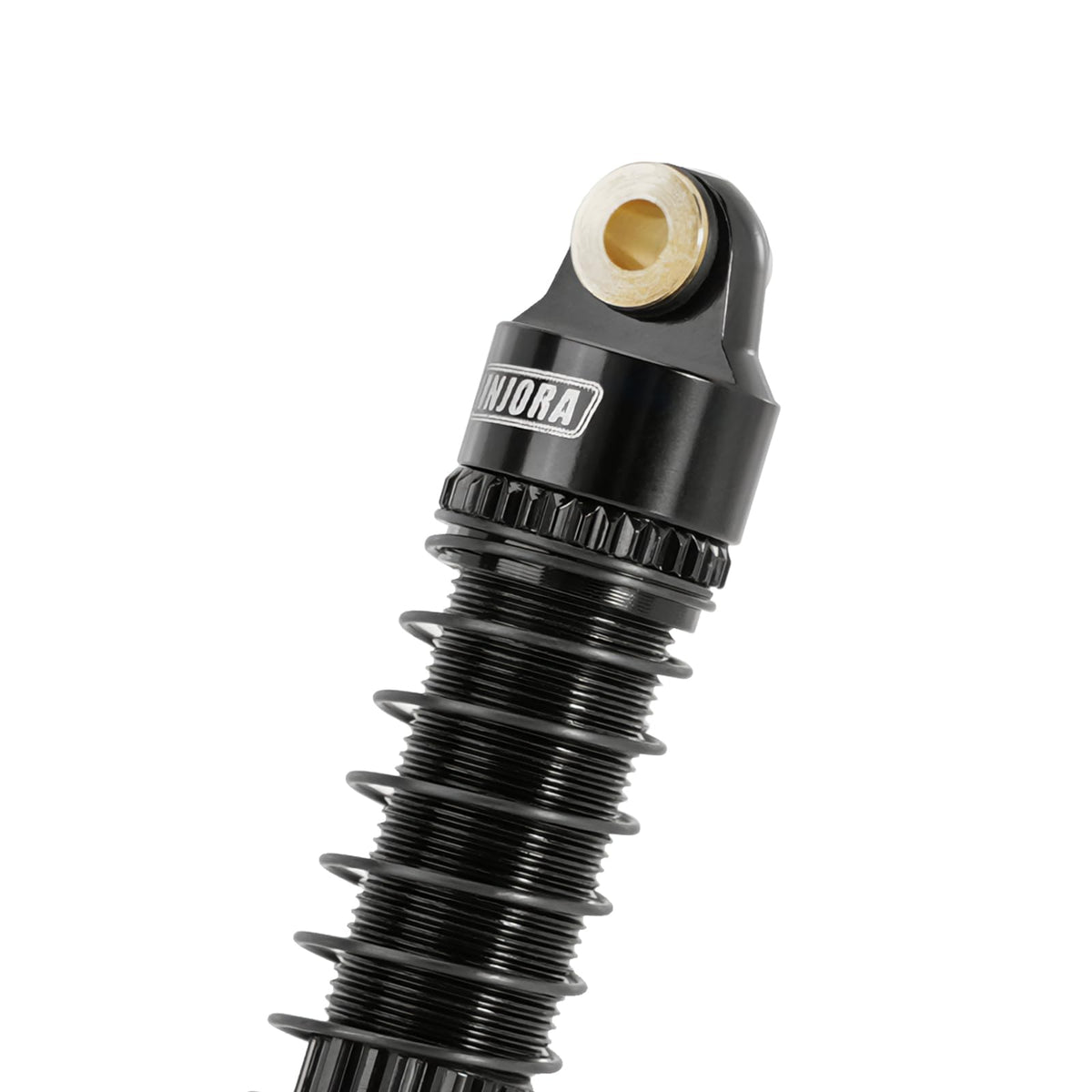 INJORA brass bottom spring retainer enhances lower center of gravity and stability.