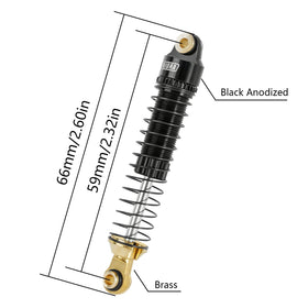 INJORA 59mm shocks highlight telescopic travel for improved off-road control.