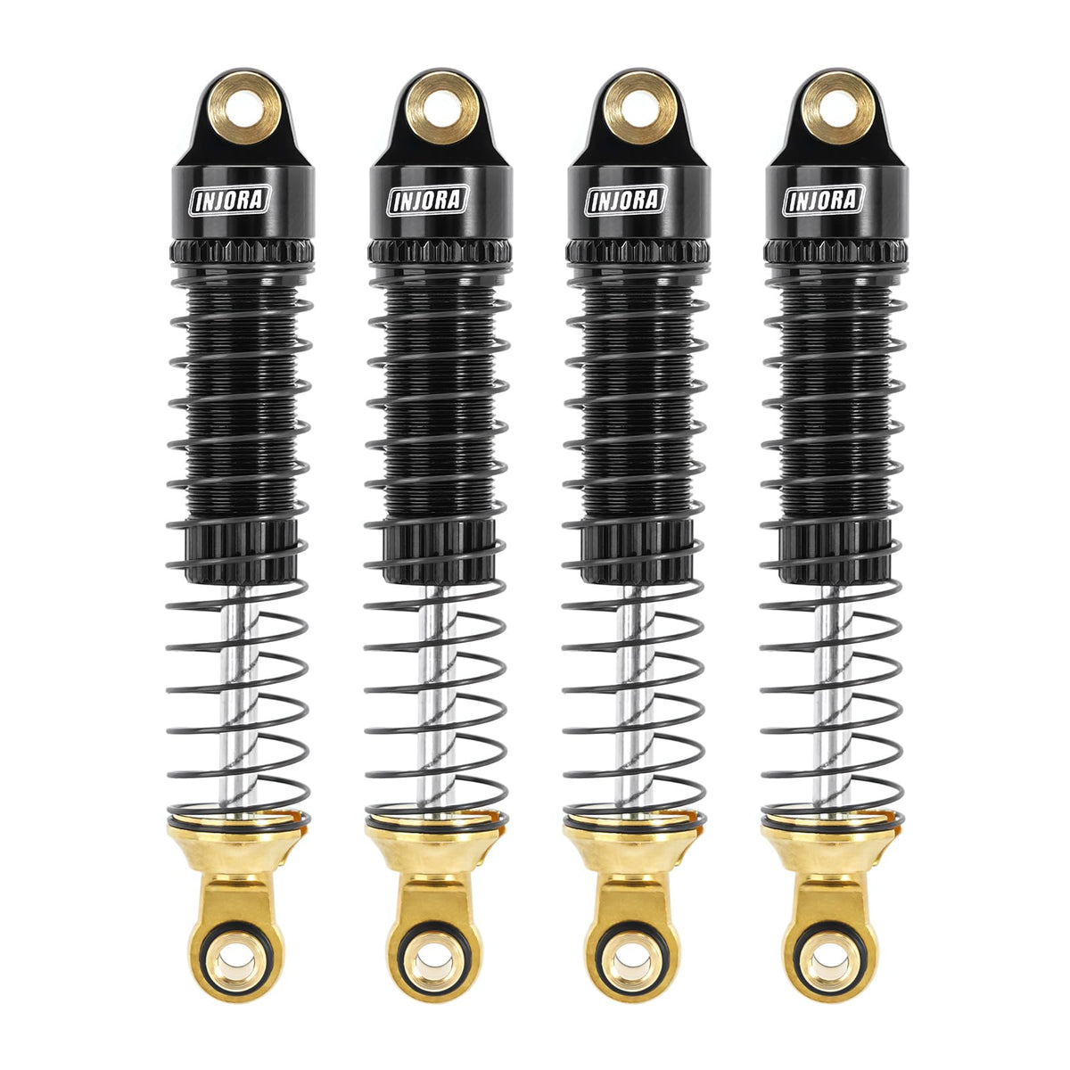 INJORA shocks with threaded bodies enable quick pre-load adjustments on TRX4M.