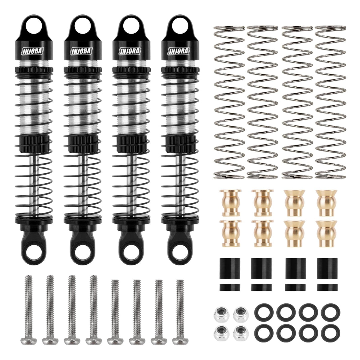 INJORA 59mm threaded shock absorber with dual spring rates for tuned traction